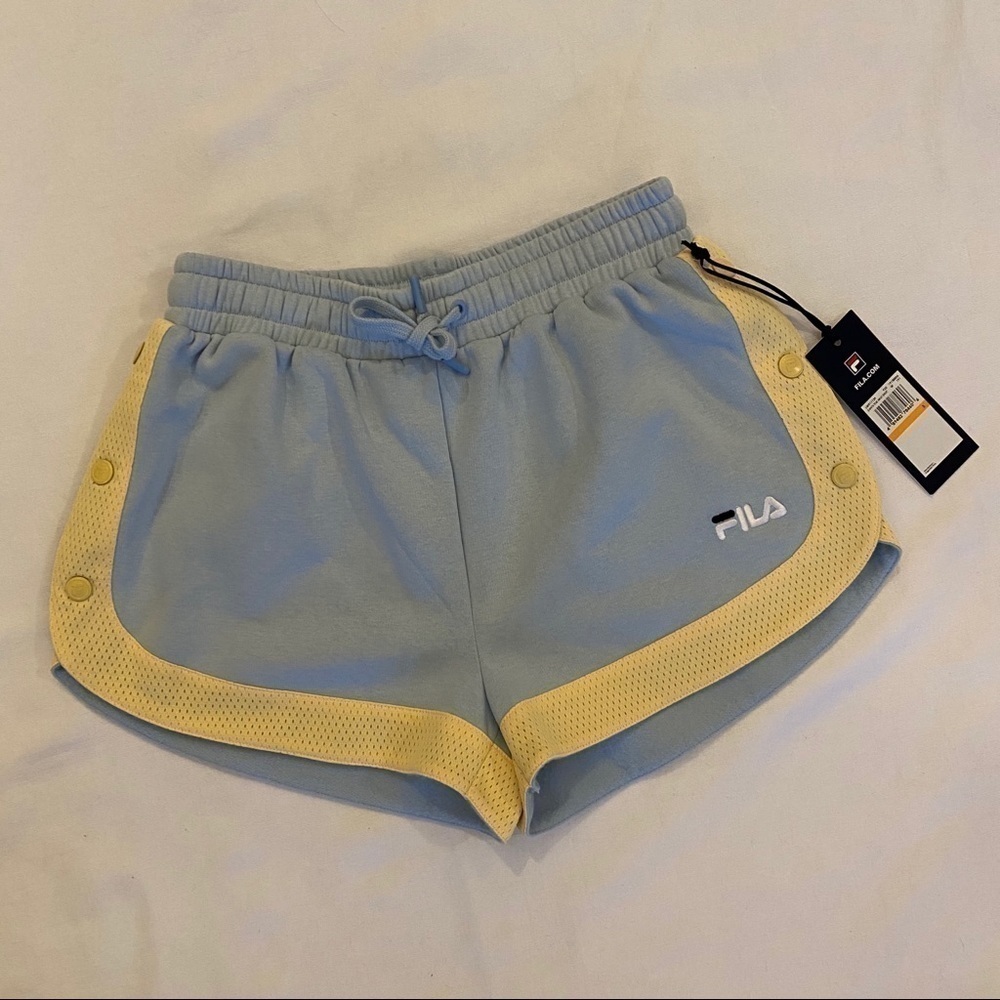 NWT~FILA Women Light Blue Yellow Danita Tear-Away Shorts Size Small